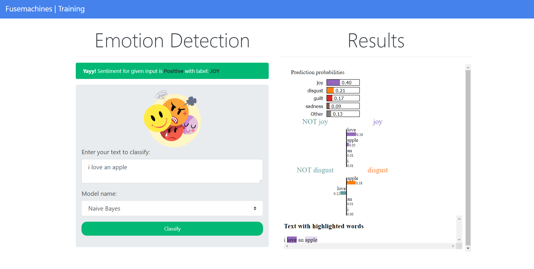 Emotion Detection from Text screenshot