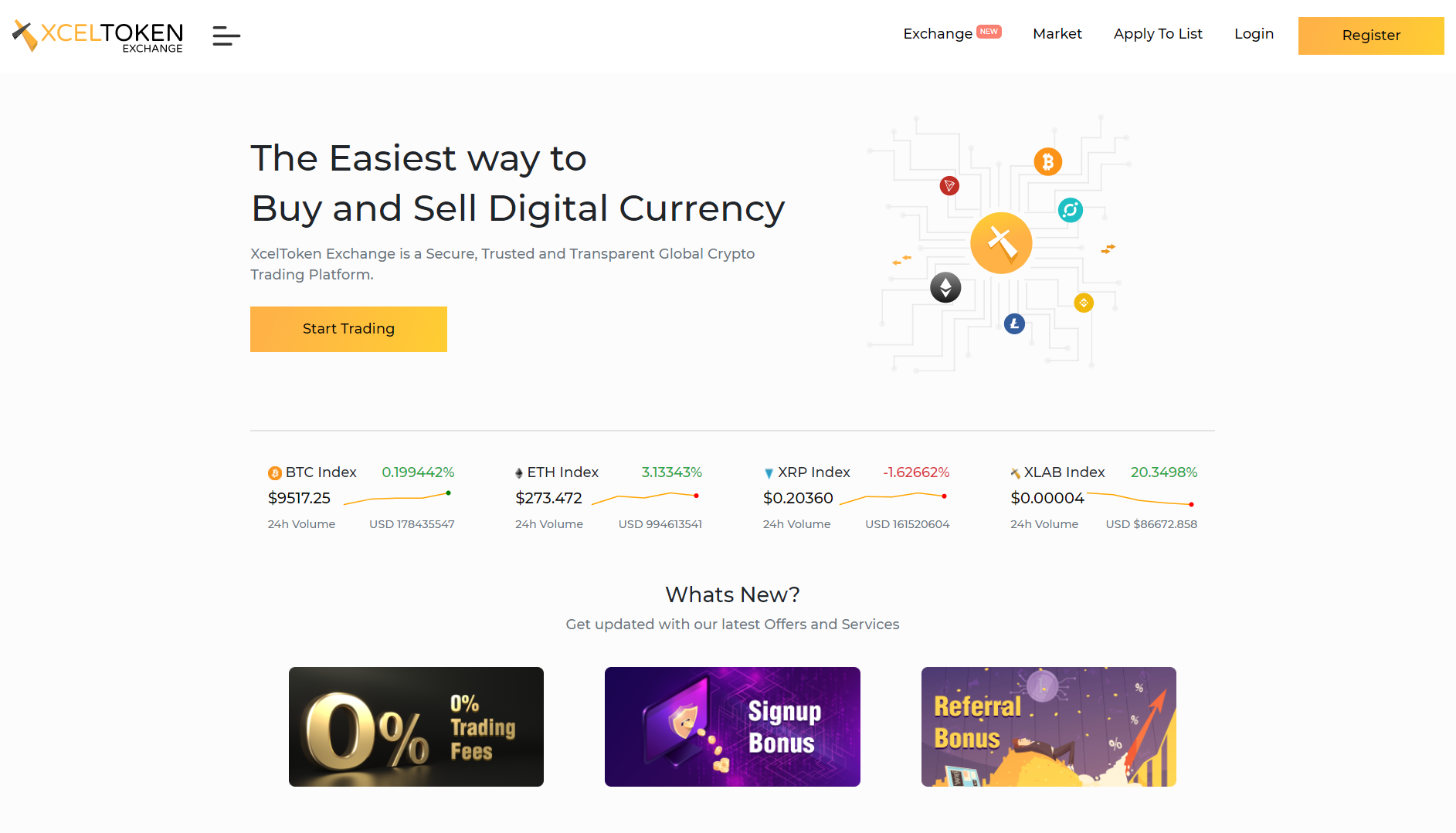 XcelToken Exchange screenshot